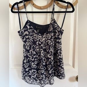 INC Floral Navy and White Women's Top